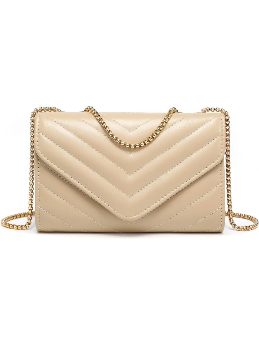 Women's Taupe Small Quilted Stylish Clutch Purses Evening Crossbody Bags